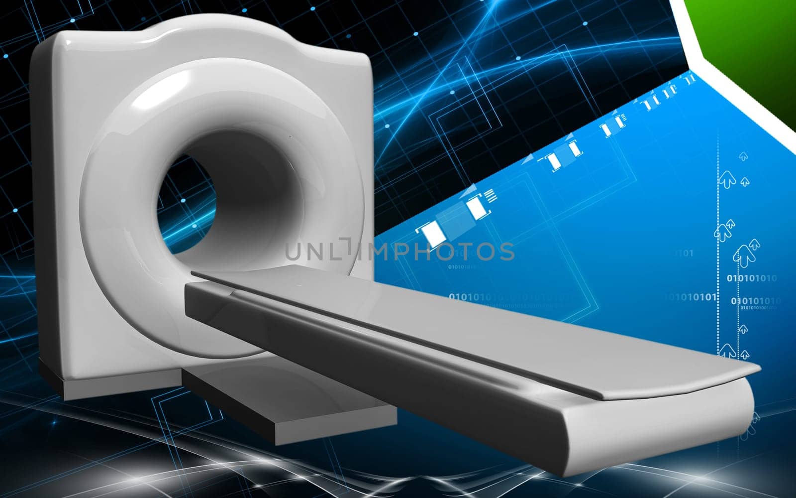 Digital illustration of Medical scanner in colour background