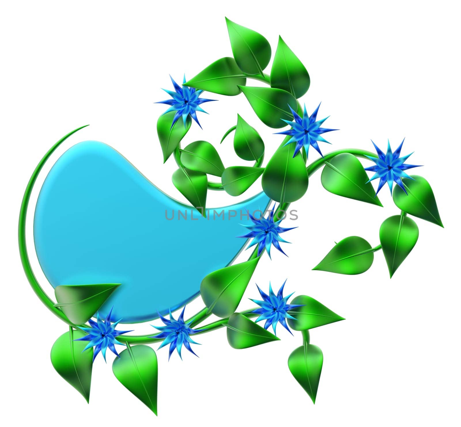 abstract green branch with leafs and flowers as decoration for frames
