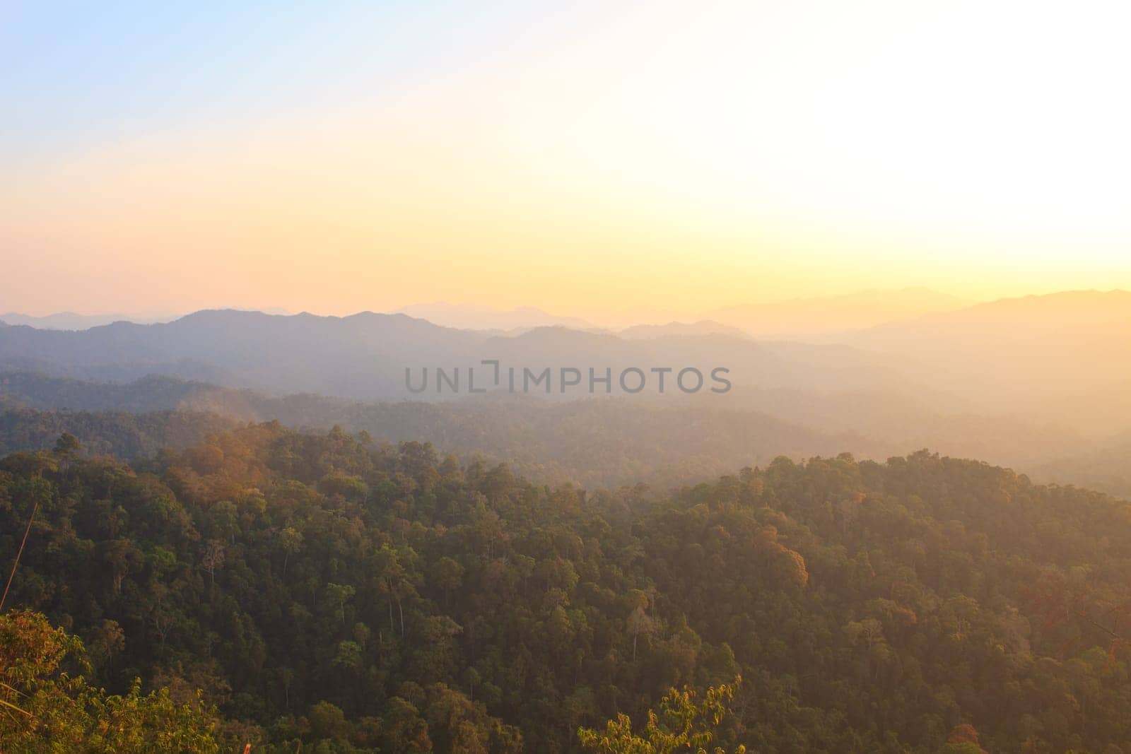 Sunset on mountain background, Thailand