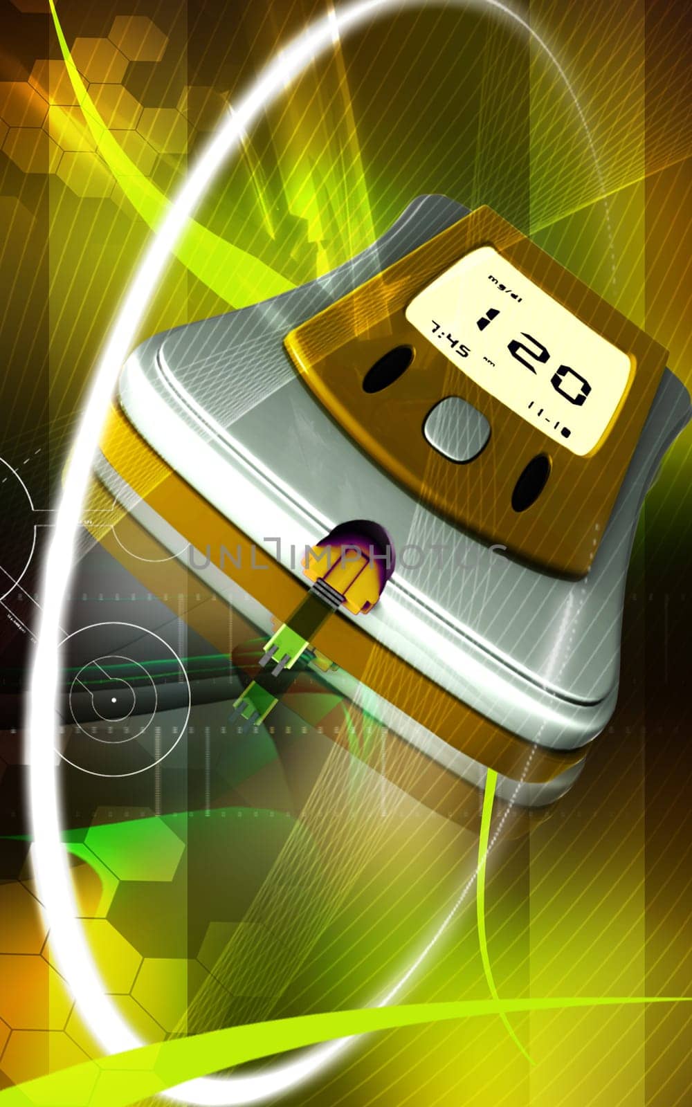 Digital illustration of Glocometre in colour background
