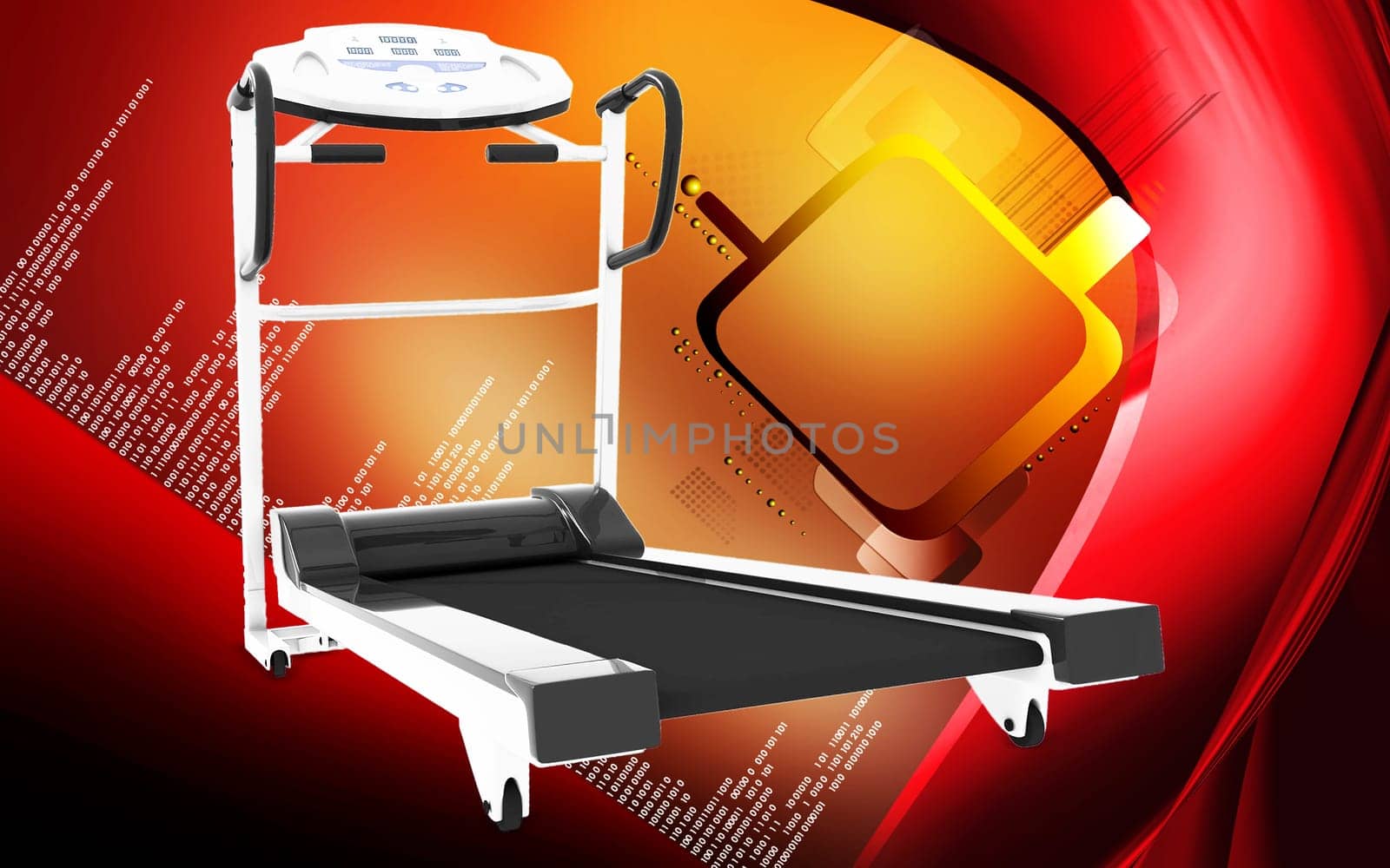 Digital illustration of Fitness equipment in colour background