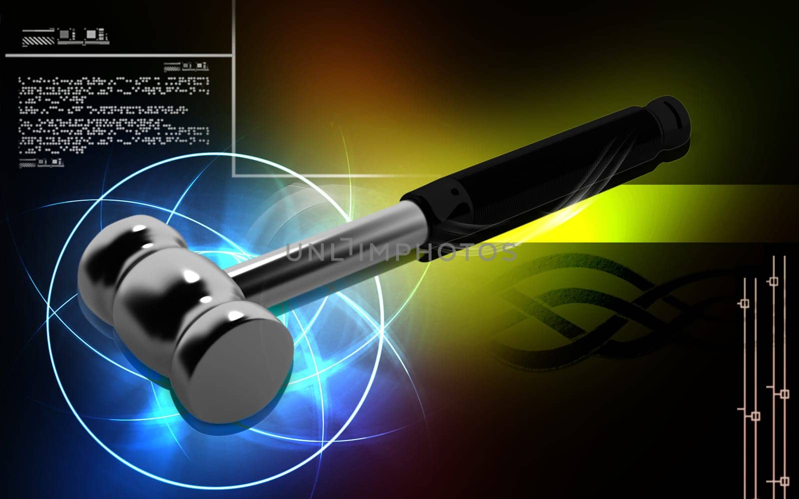 Digital illustration Medical Hammer in colour background