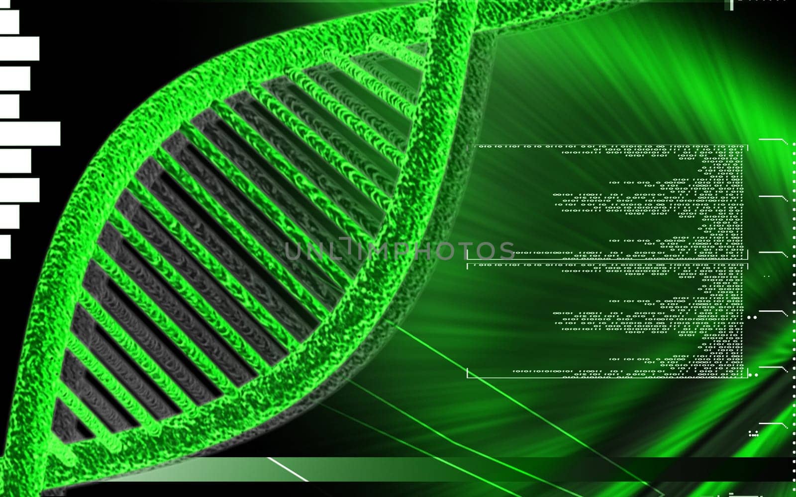Digital illustration DNA structure in colour background