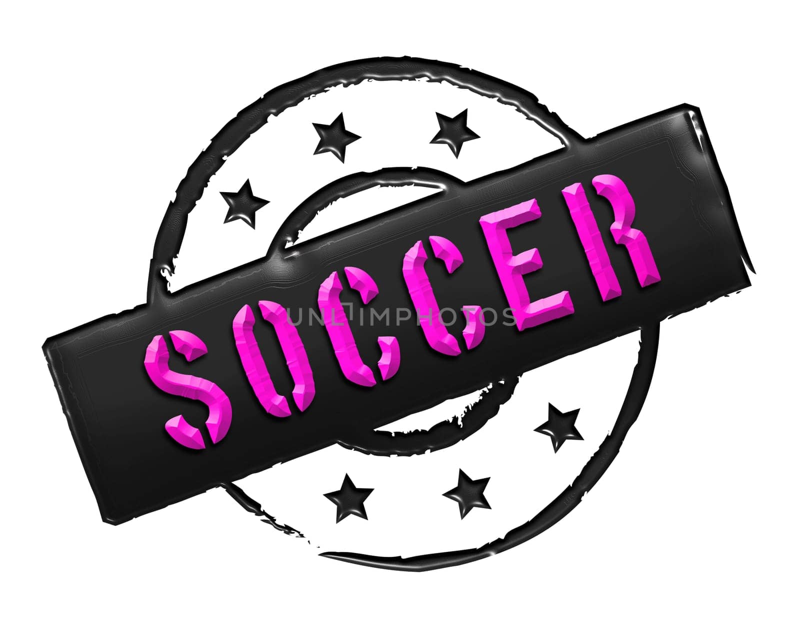 Sign and stamp named Soccer colored black.