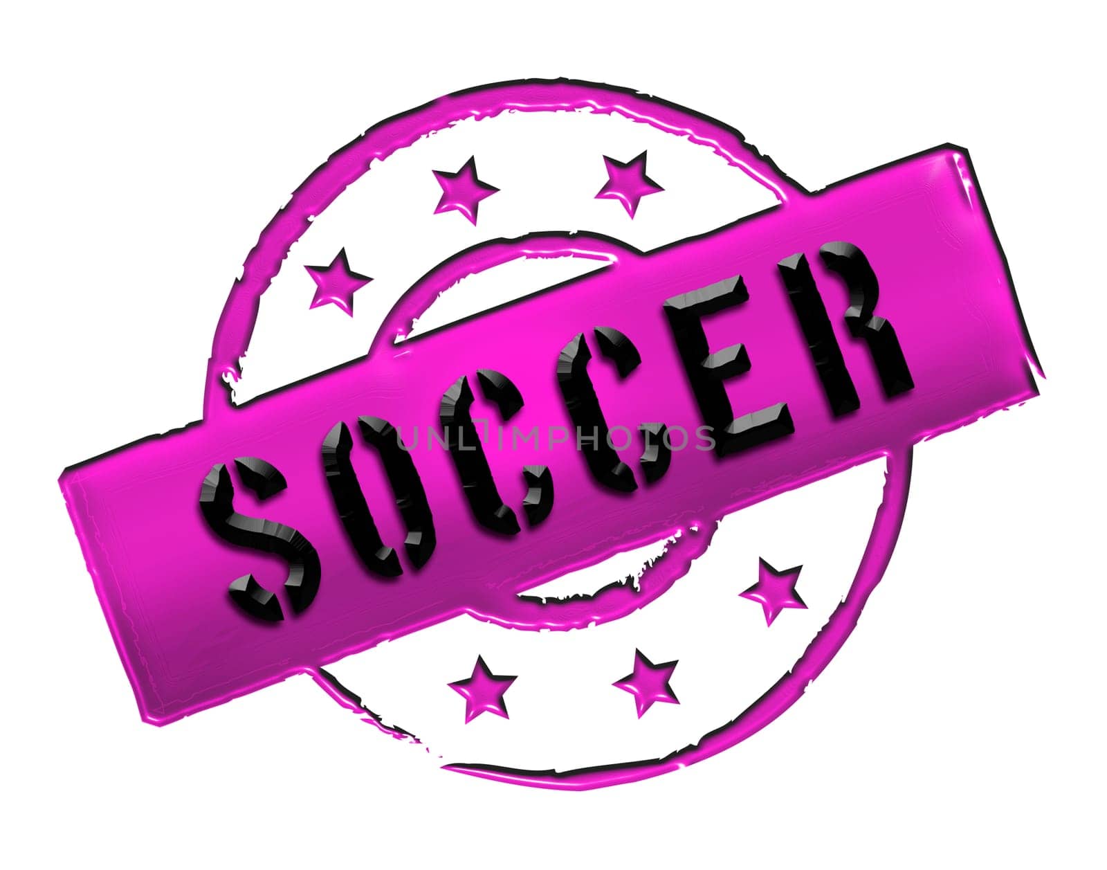 Sign and stamp named Soccer colored black.