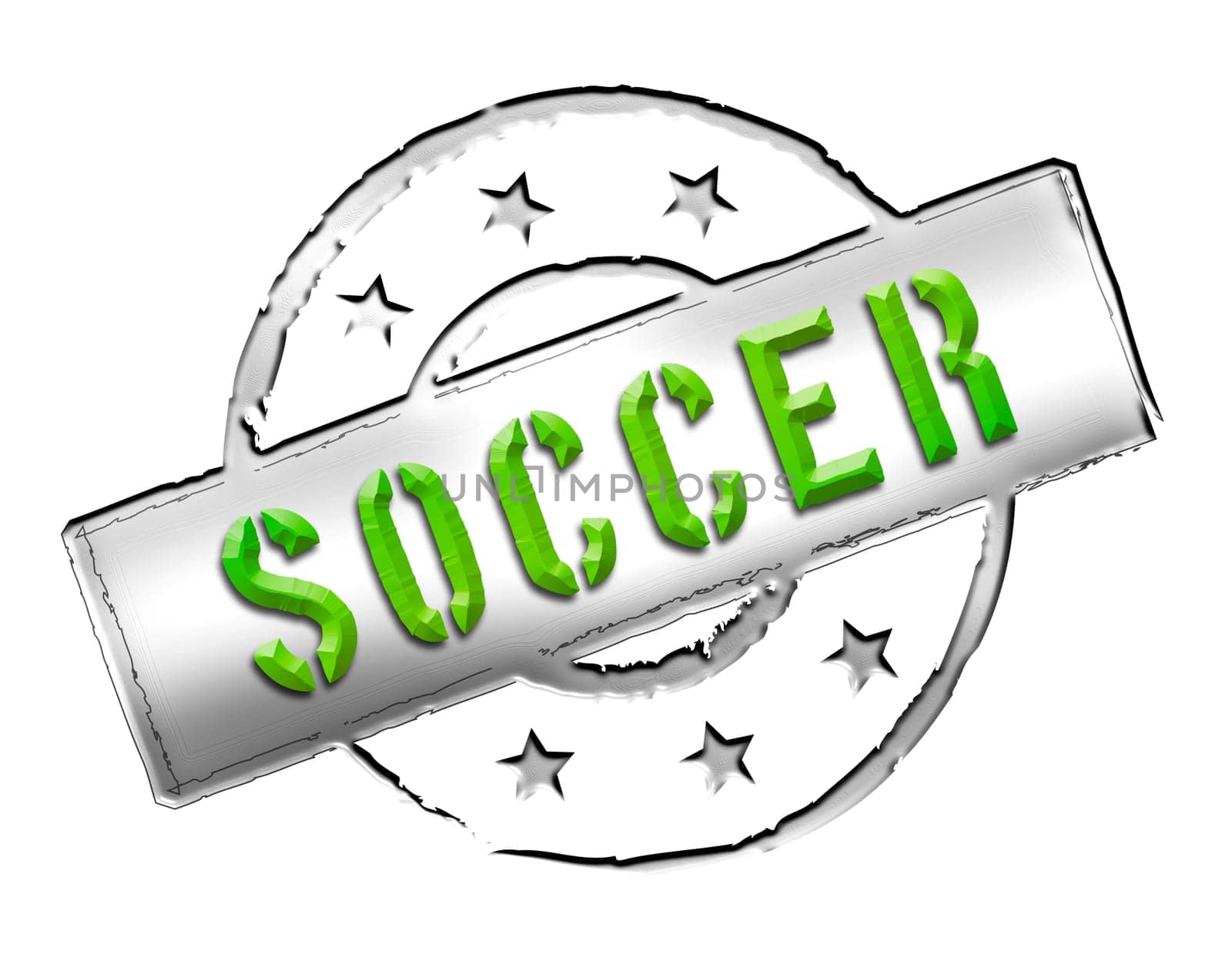 Sign and stamp named Soccer colored black.