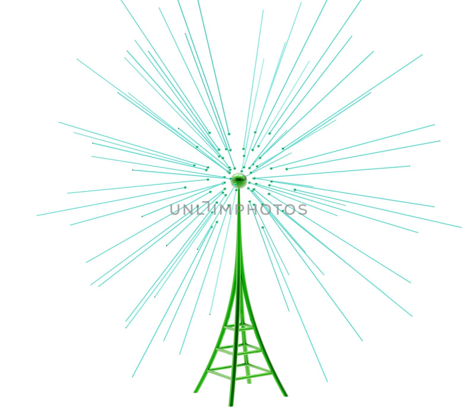 Powerful digital transmitter for TV, mobile and multimedia broadcast sends information signals from high tower