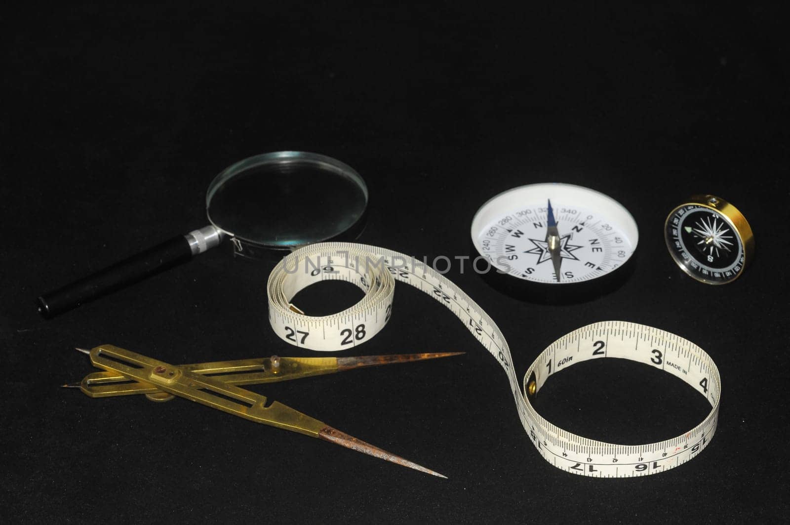 Vintage Orientation Tools on a Black Background