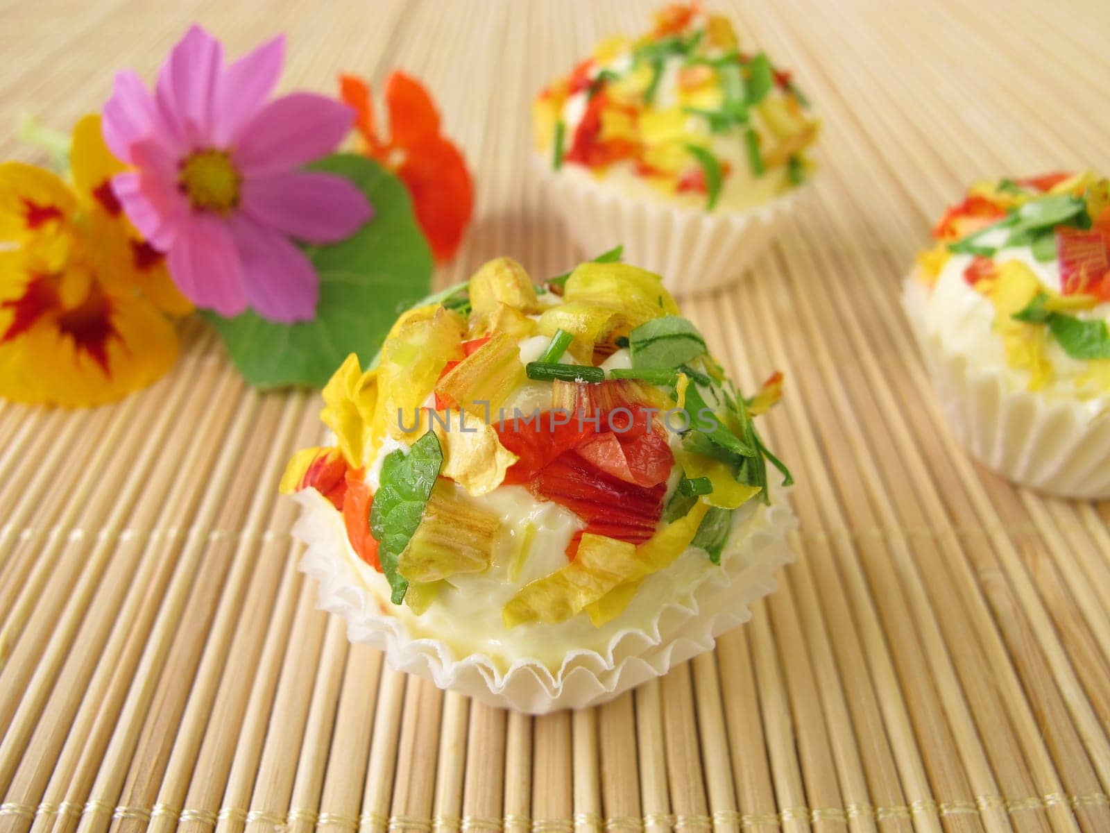 Herb butter chocolates with edible flowers