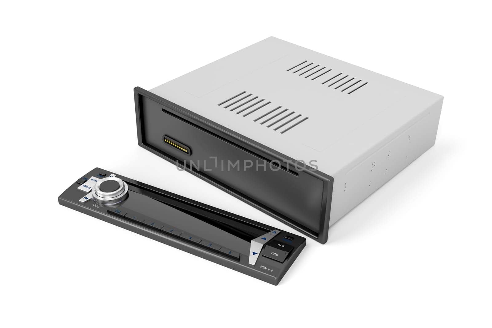 Car audio player with open front panel
