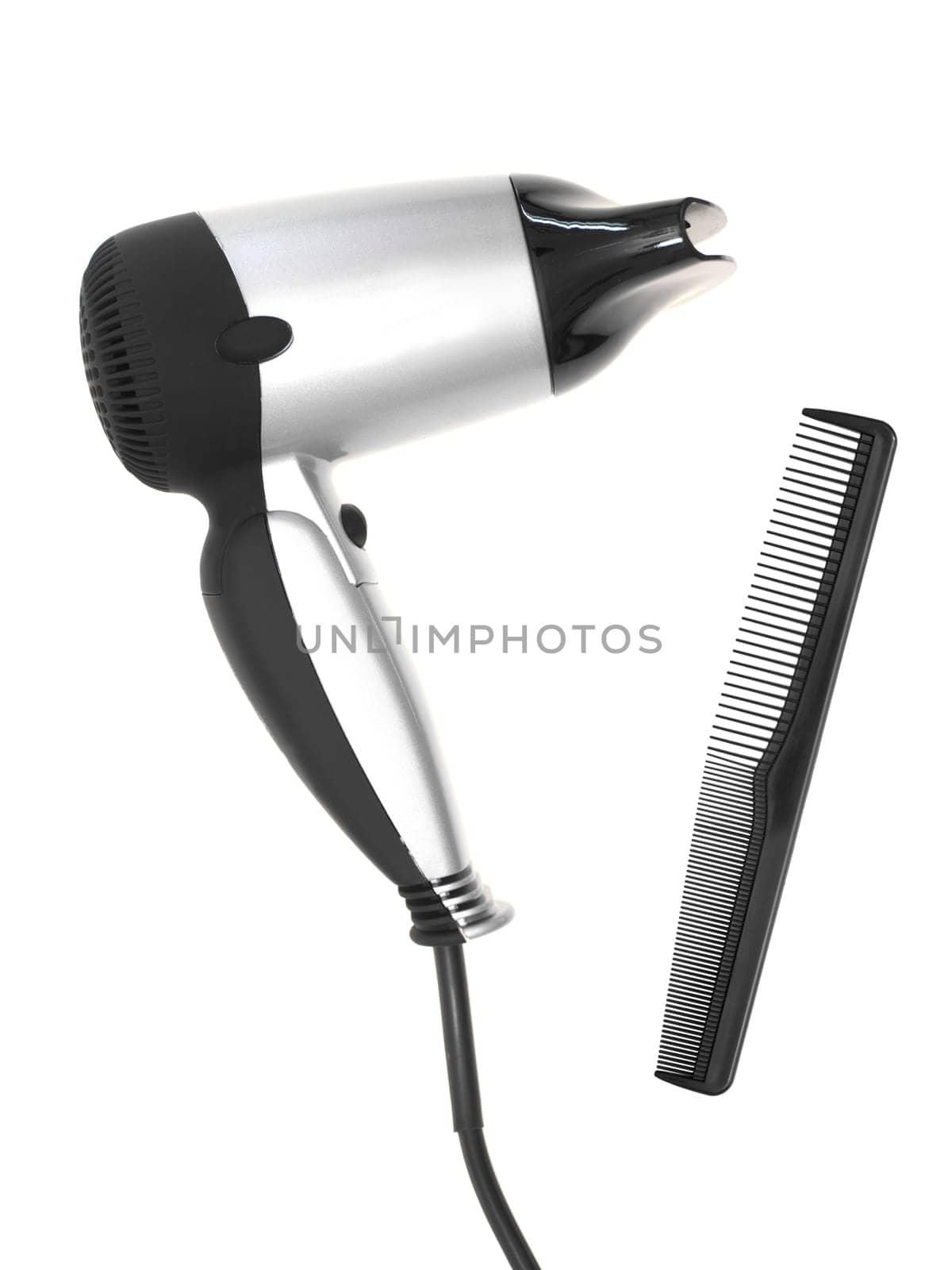 A hair dryer isolated against a plain background