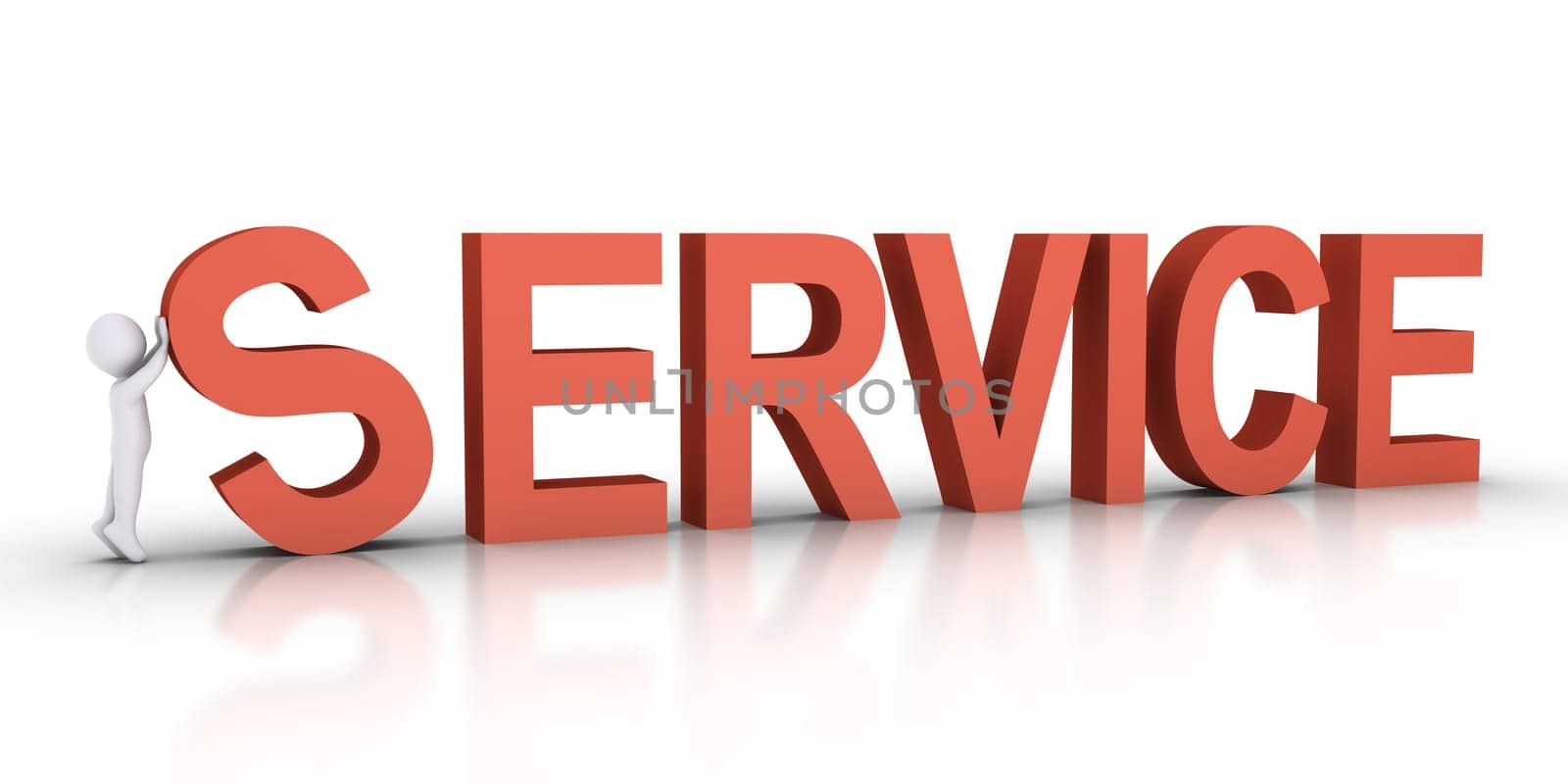 3d person is raising the first letter of SERVICE word