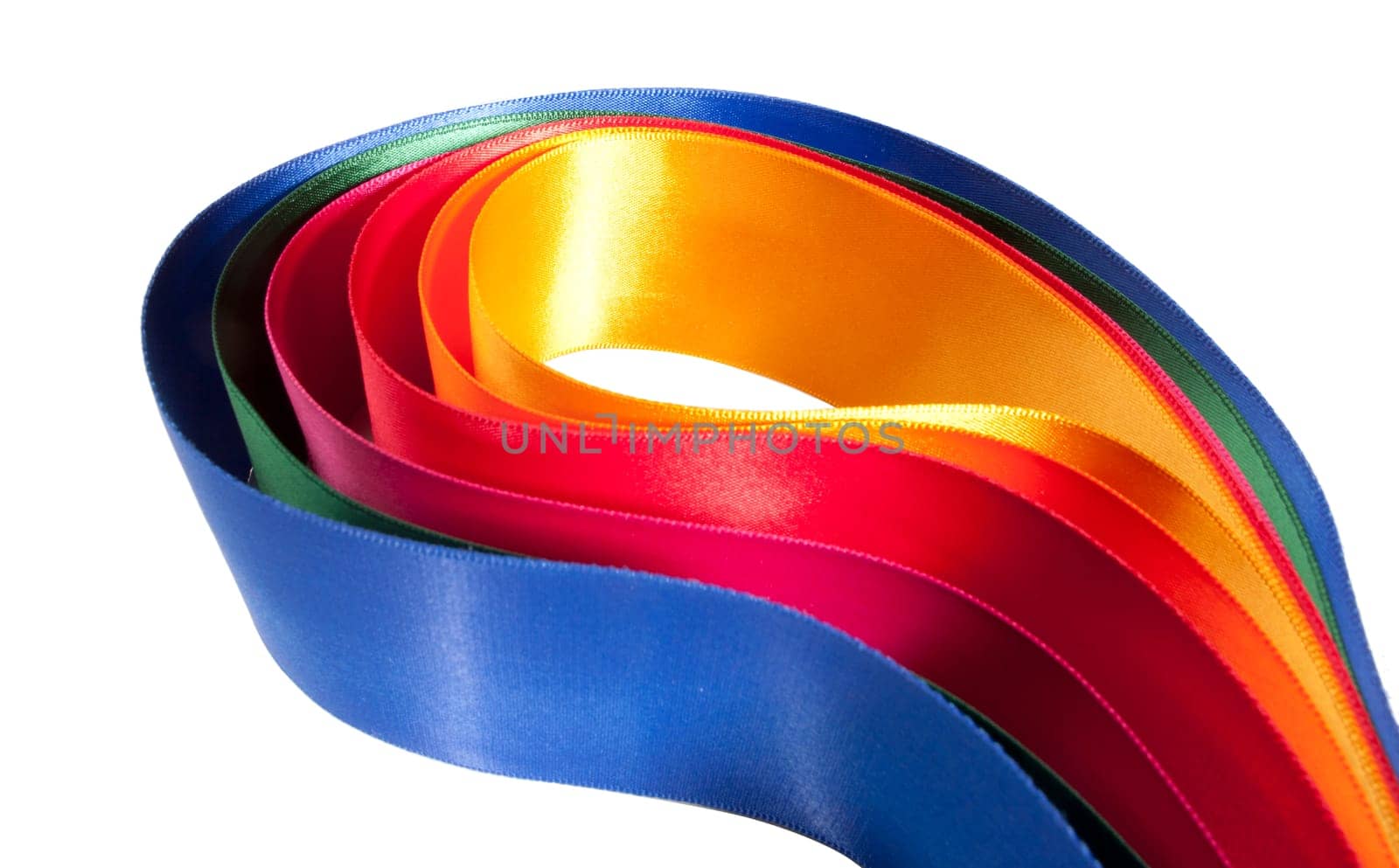 Colorful ribbon assortment with white background