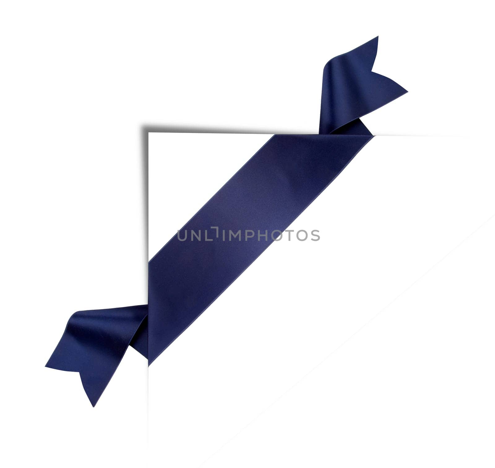 Blue ribbon banner with shadow corner
