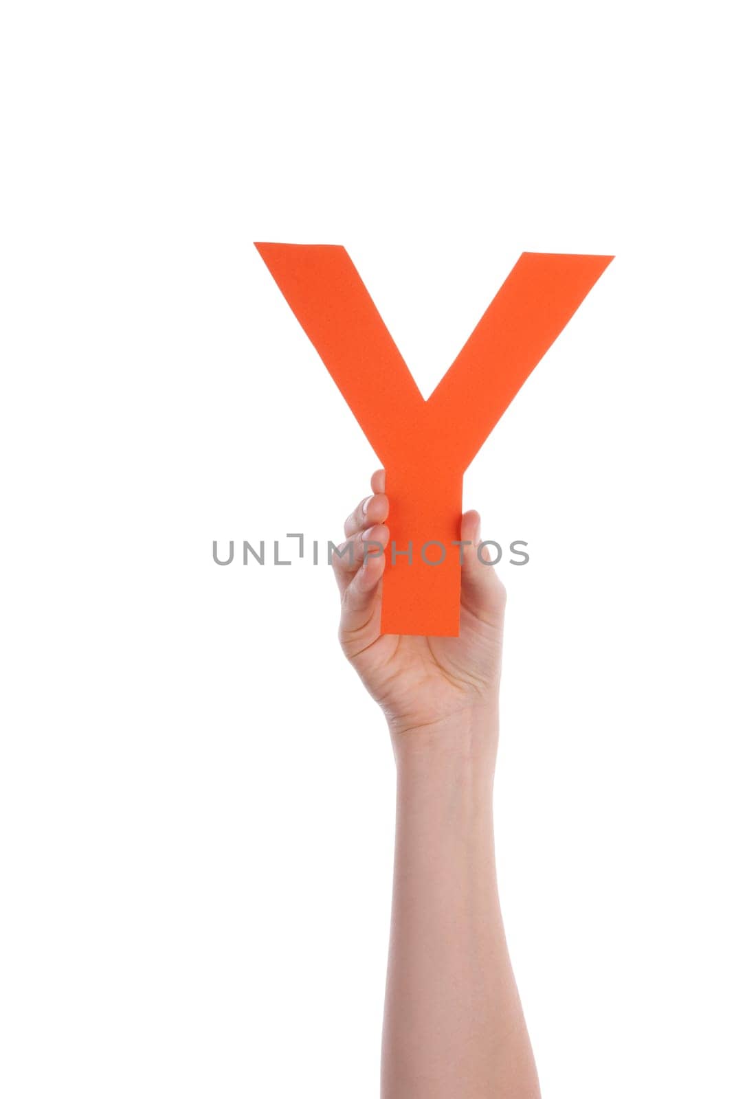 A Hand With an Orange Y, Isolated