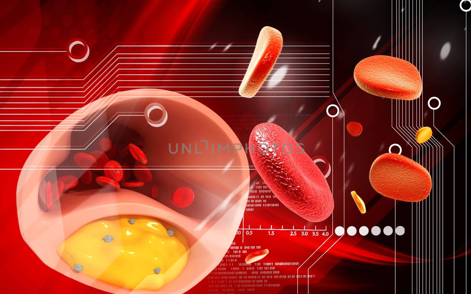 Digital illustration of Cogged arteries in colour background
