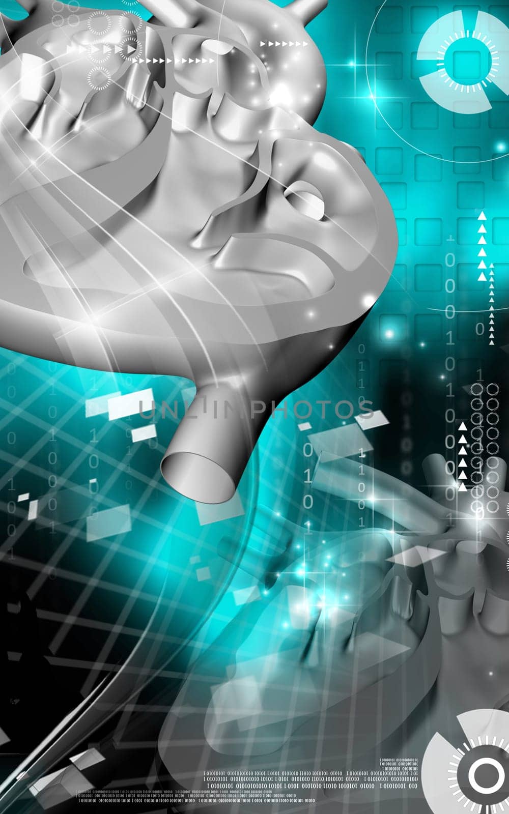 Digital illustration of heart in colour background
