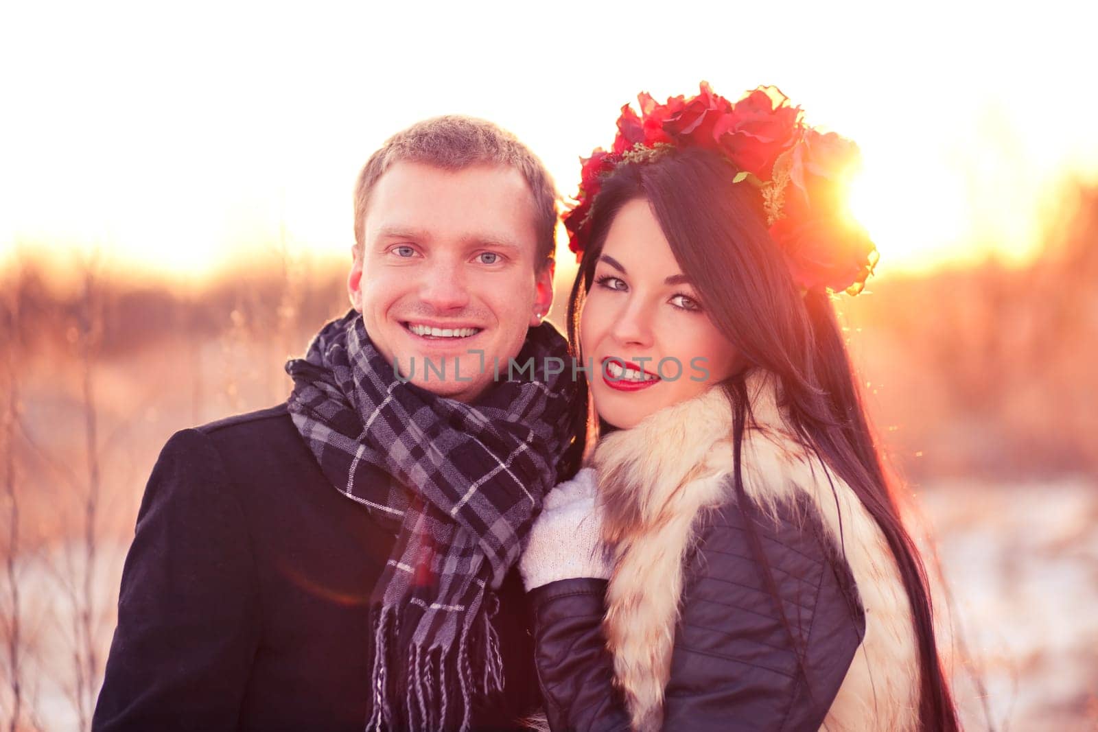Romantic dating and walking together on Valentine's Day
