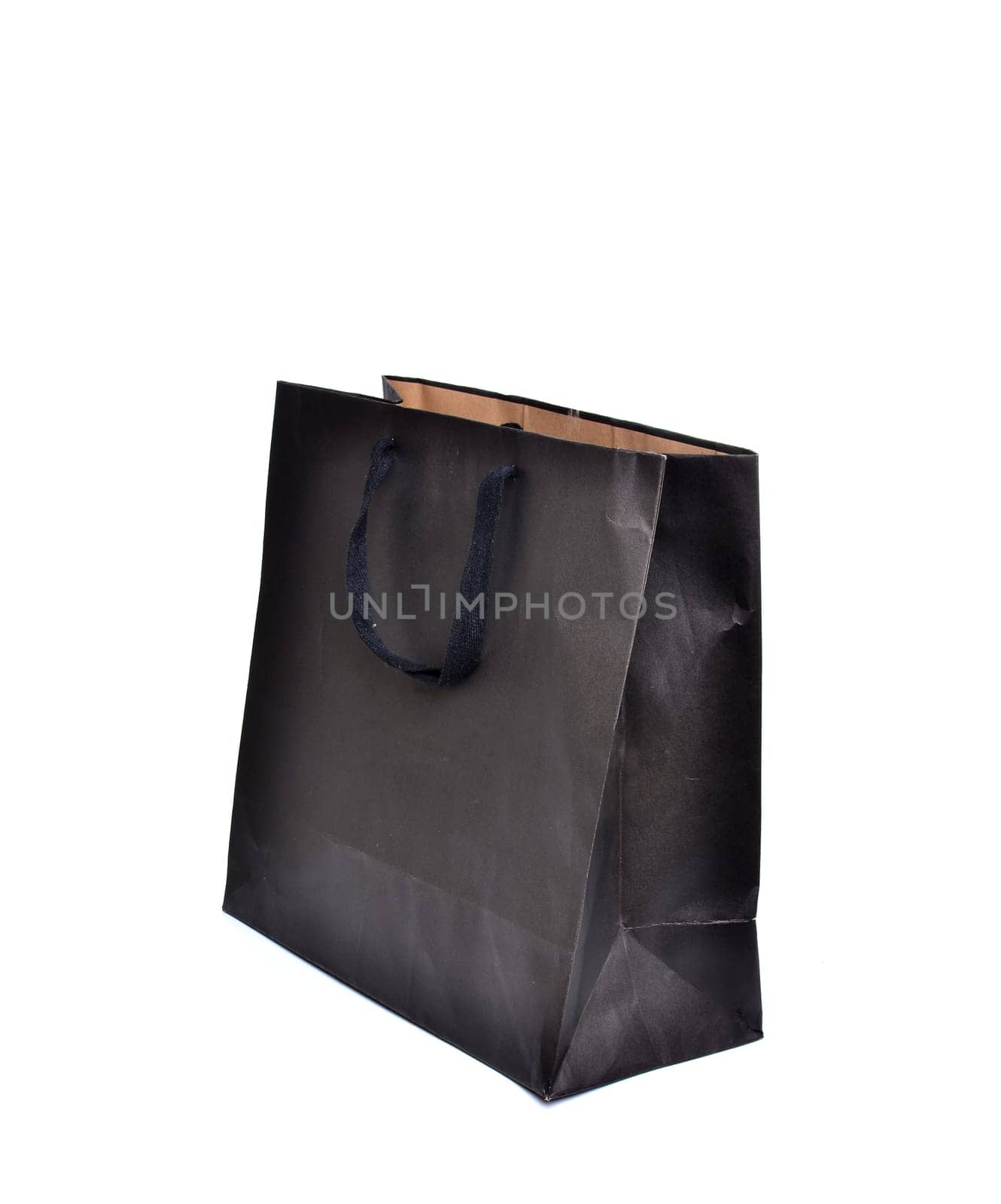 black paper bag isolated on white background