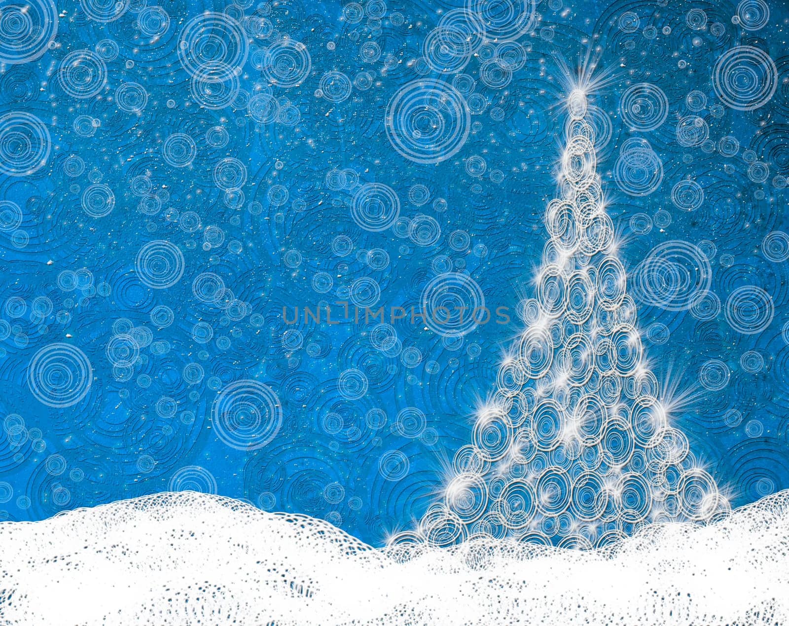 christmas background with tree and snow