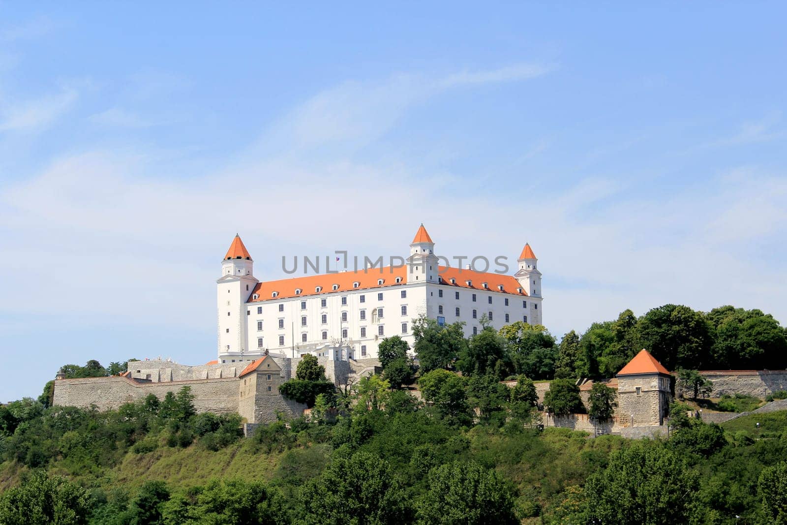 Bratislava castle. Situated on a plateau 85 metres (279 ft) above the Danube. First stone was setlled in the 10th century. Slovakia