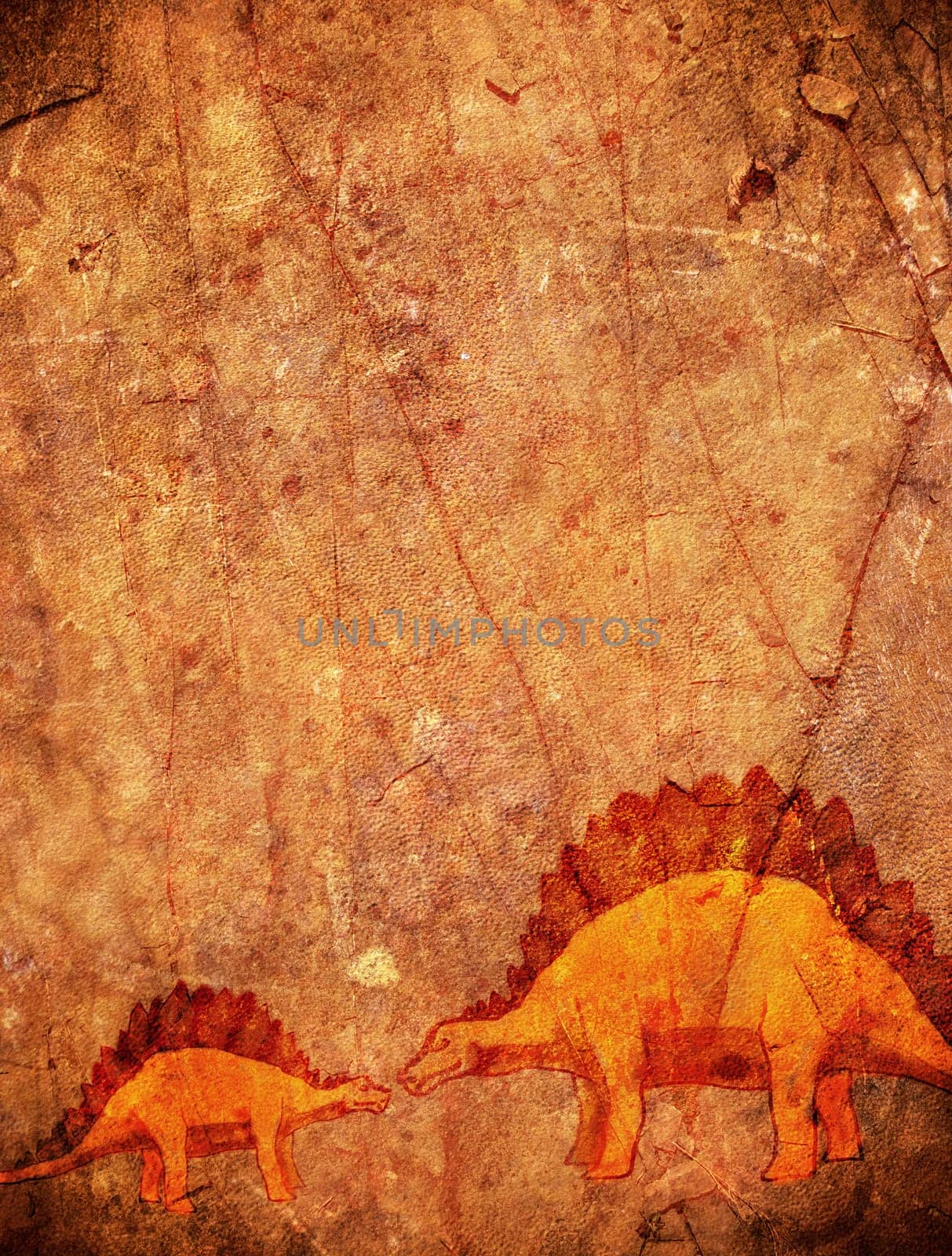 prehistoric background with dinosaur and copyspace