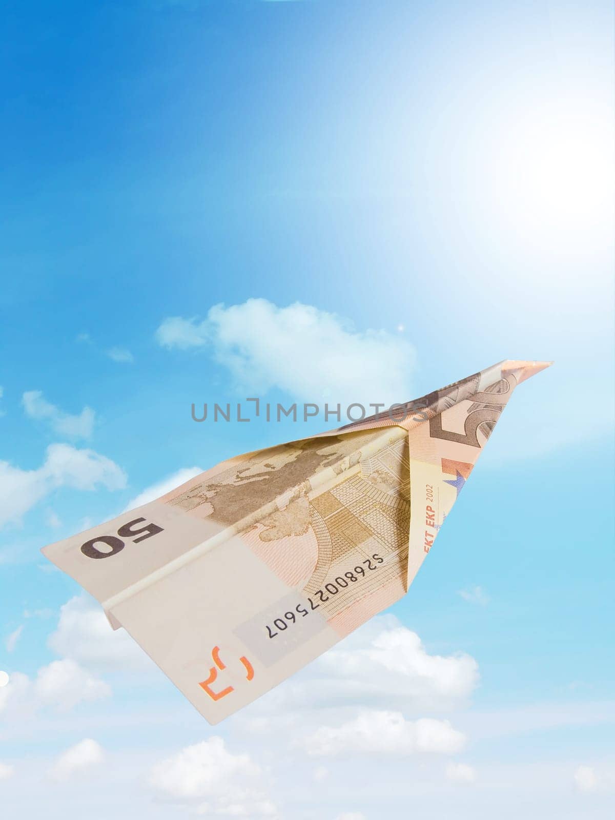 flyng euro plane and blu sky
