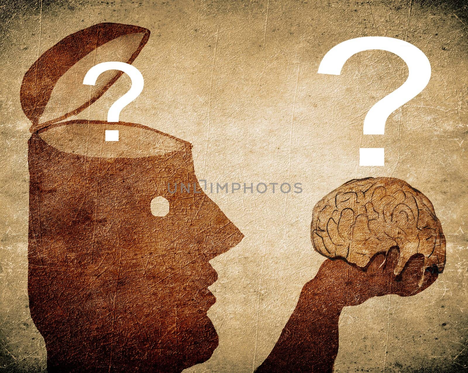 man looking his brain digital illustration