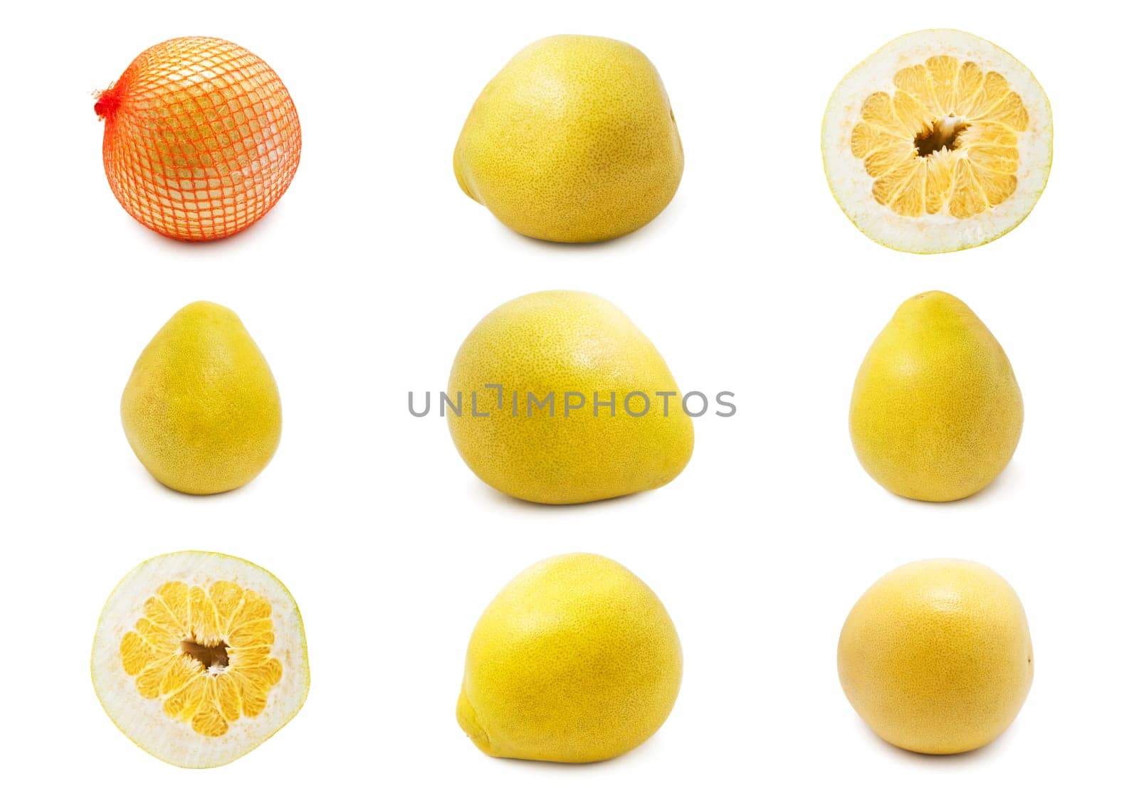 Collection of fresh pomelo fruit  isolated on white background
