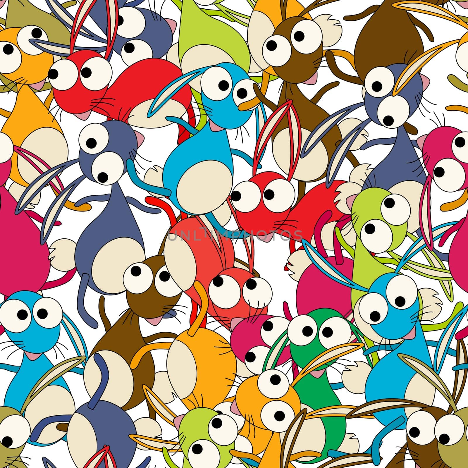 Colorful dancing rabbits background , seamless pattern.