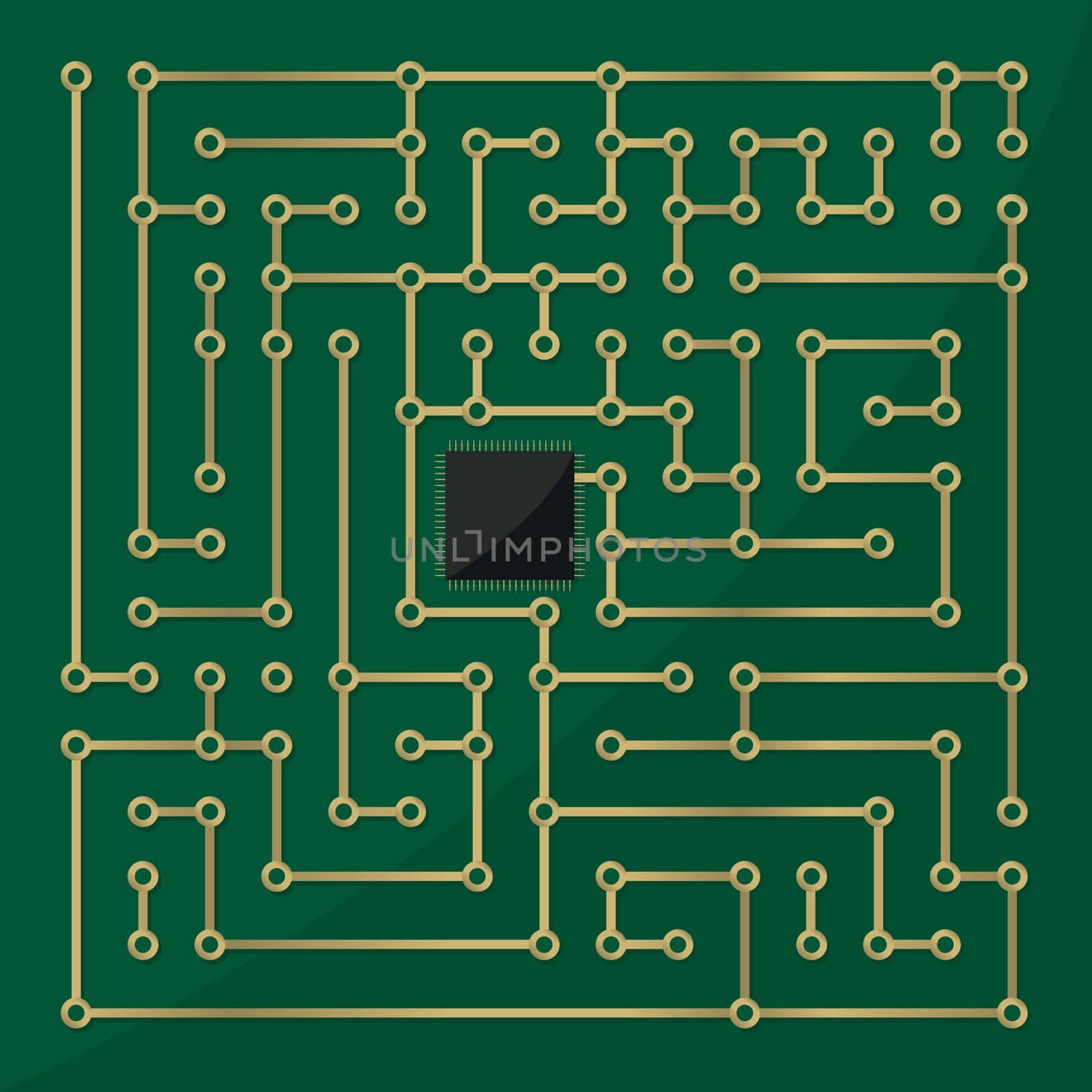 Computer microchip labyrinth, abstract art