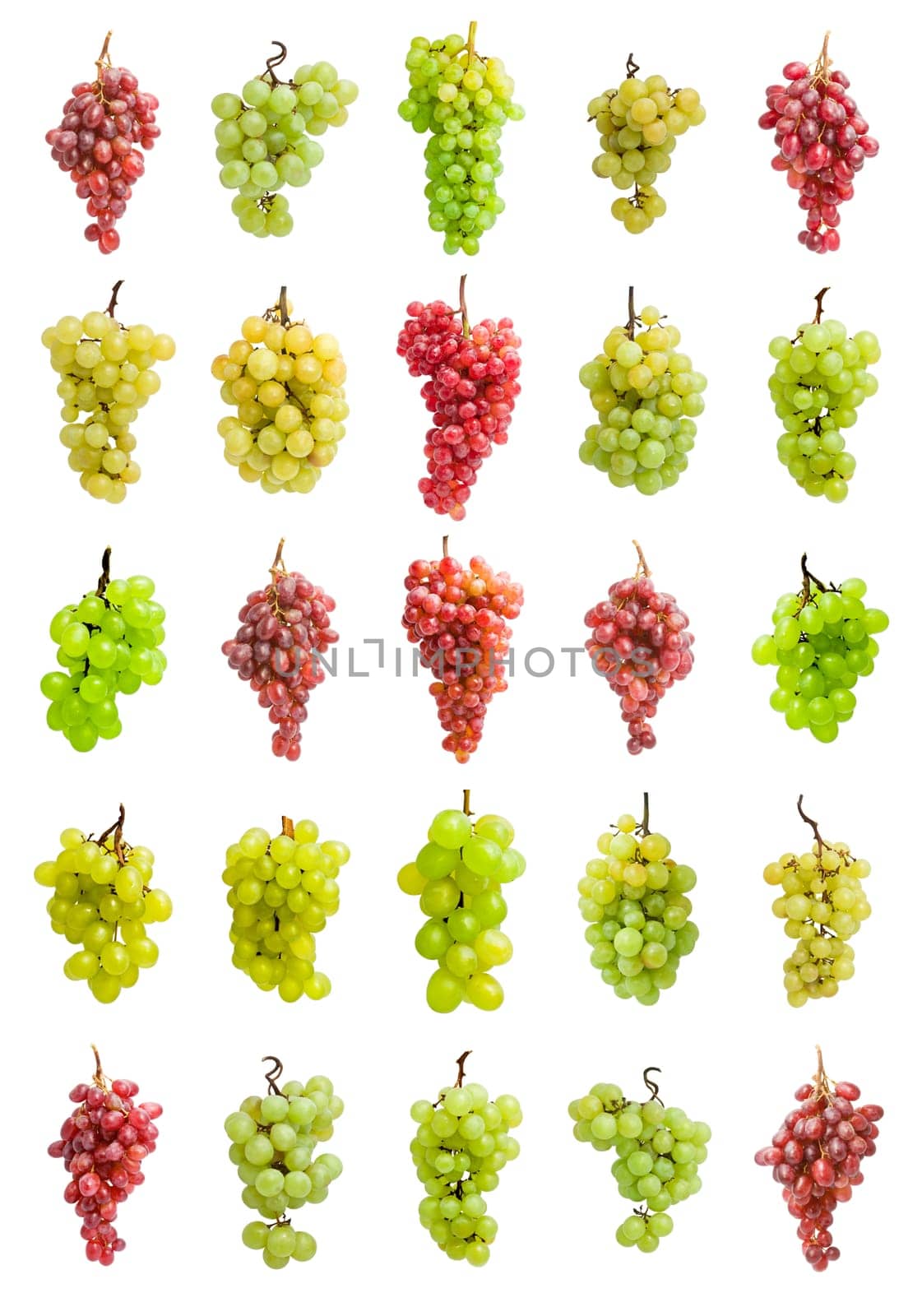 Collection of grapes isolated on white background