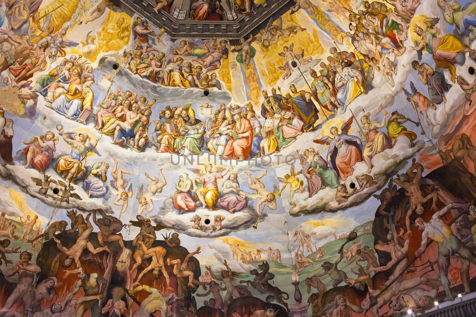 Last Judgement fresco by Vasari and Zuccari, Florence duomo, Tuscany, Italy