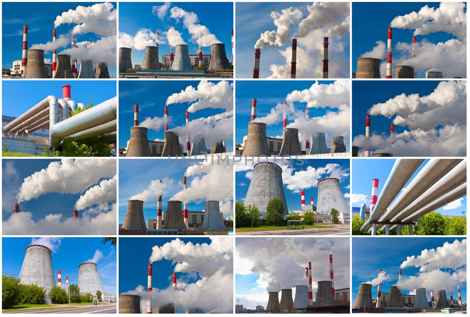 Industrial smoke rising from Power Station Cooling Towers