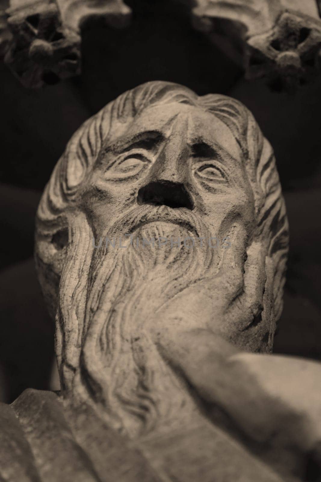 Close-up of a statue in the evening light