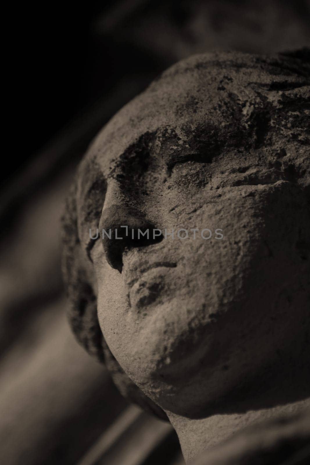 Close-up of a statue in the evening light