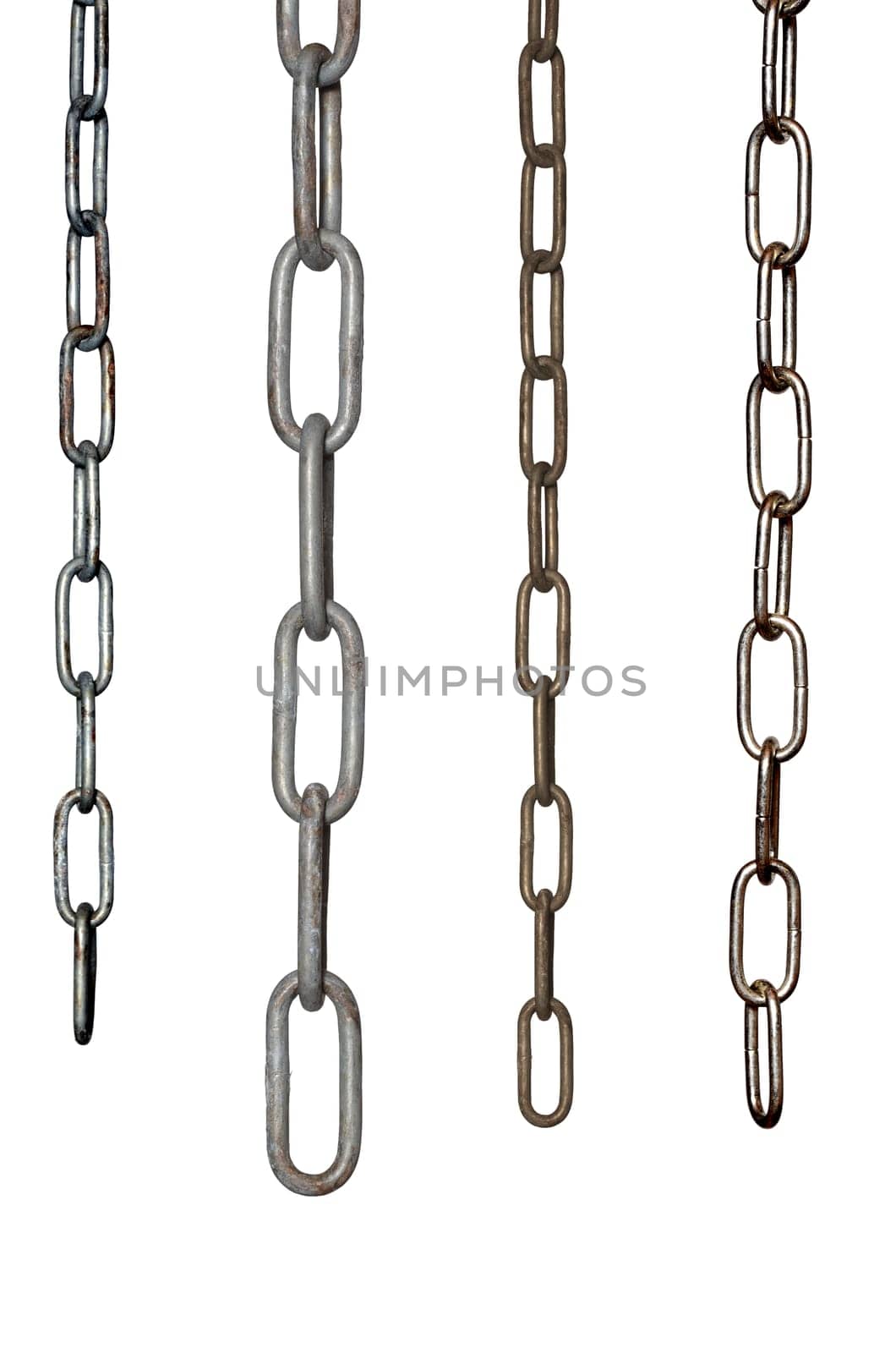 various chains made of iron metal as a template