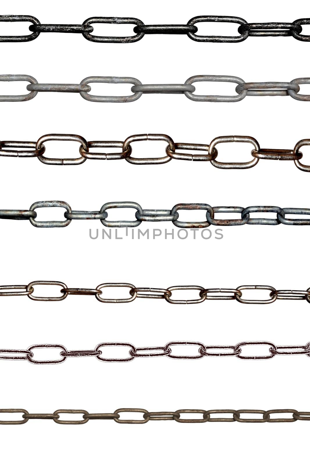various chains made of iron metal as a template