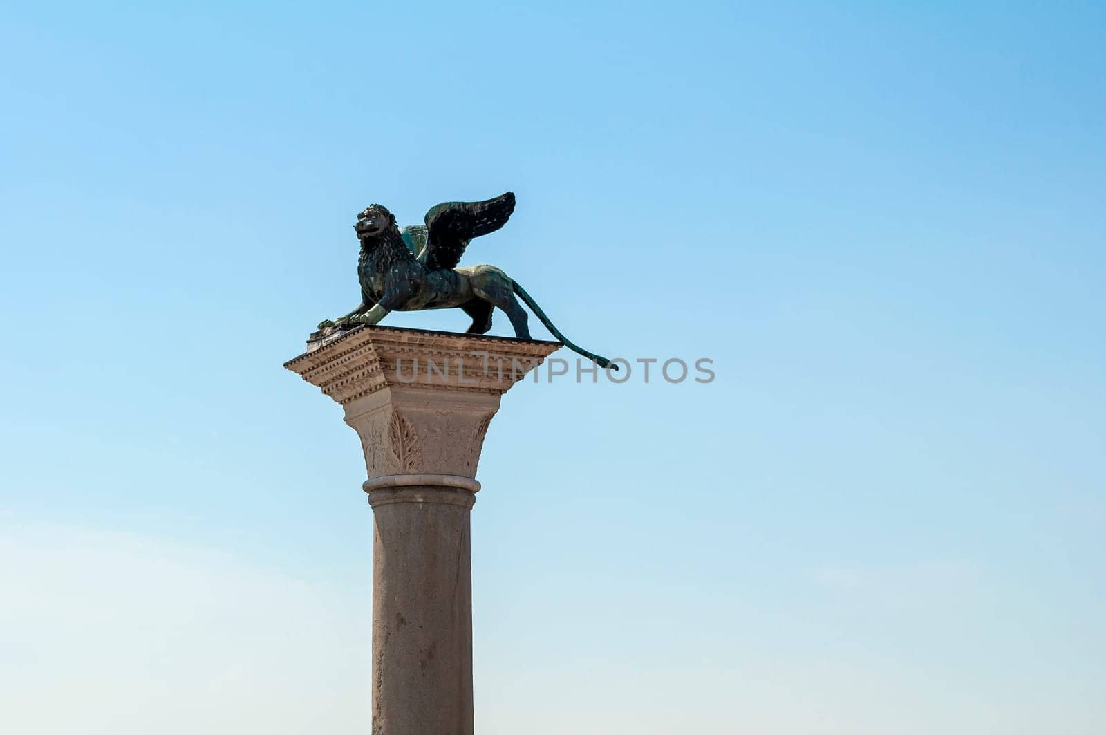 Lion of St Mark column, Venice, Italy.