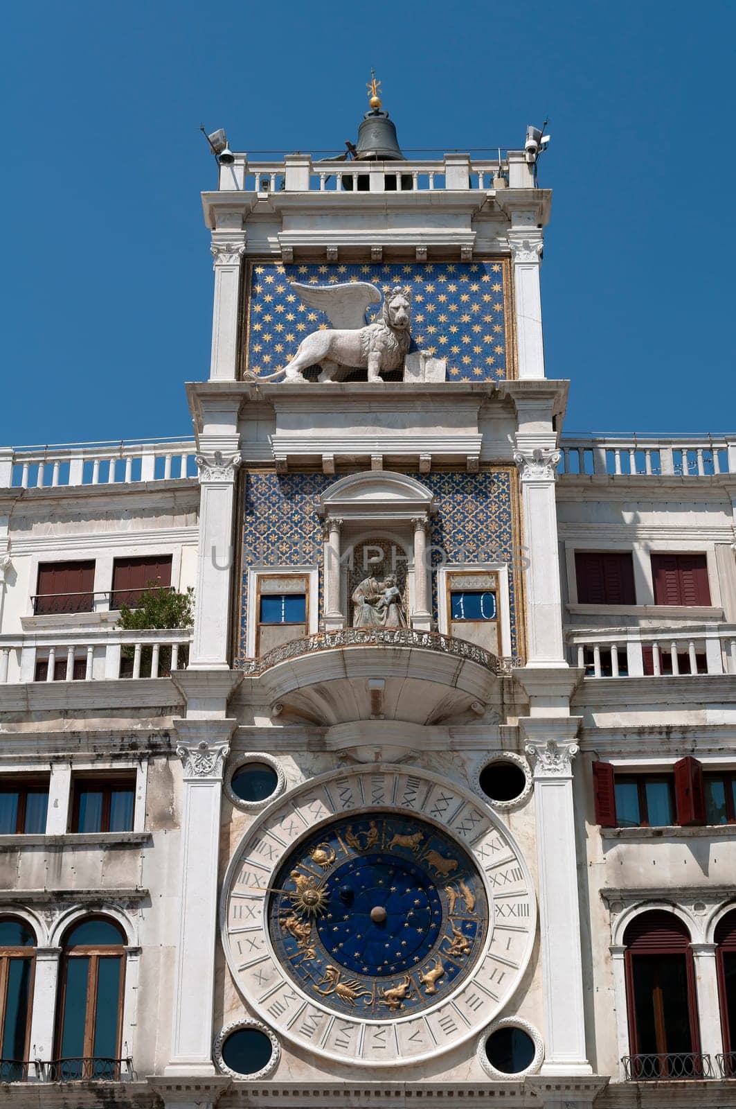 Astronomical clock and Lion of St Mark, Venice, Italy.