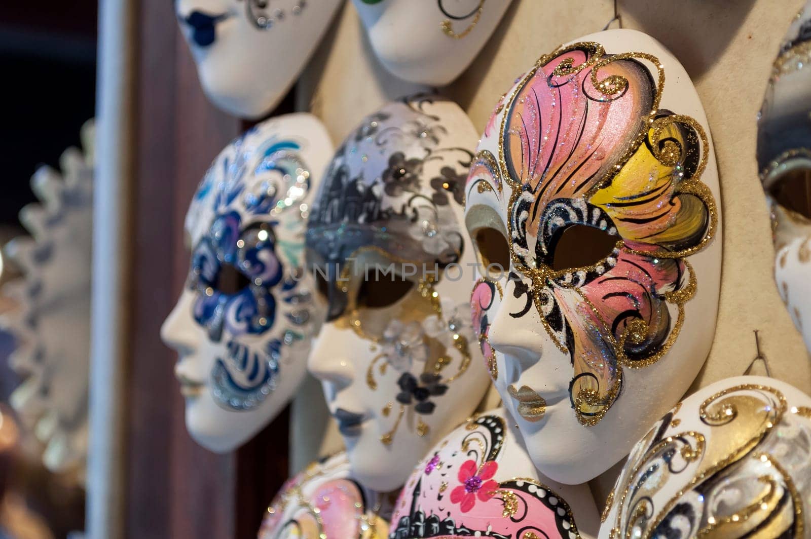 Colourful Venetian masks, Venice, Italy.