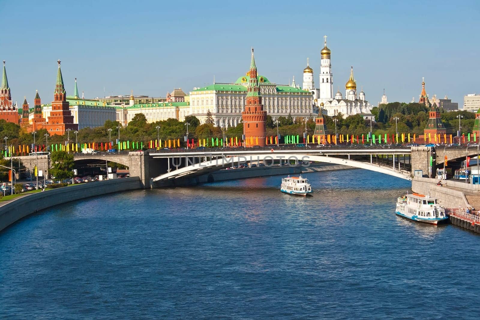 Beautiful view of  Moscow Kremlin and Moskva river, Russia