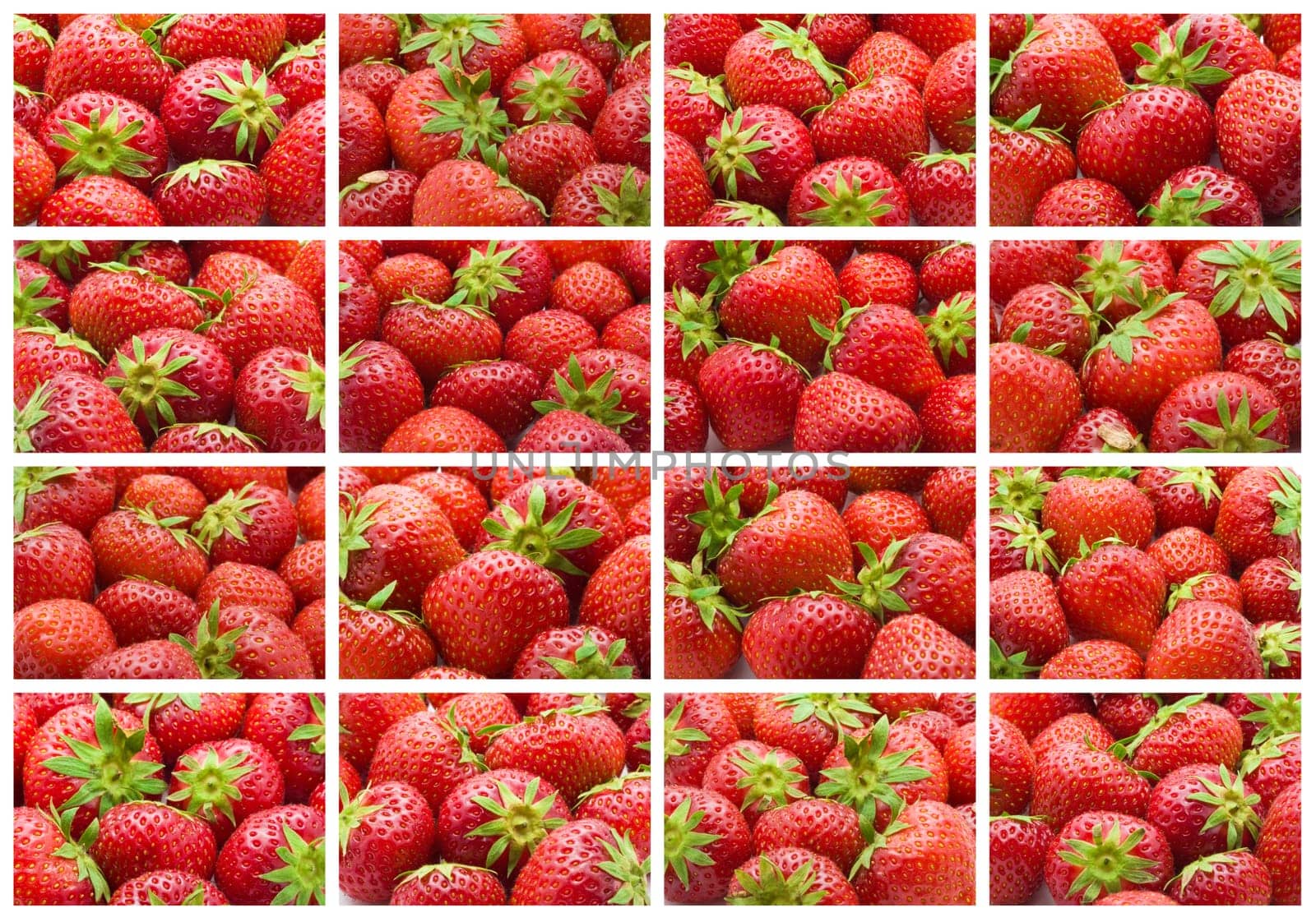 Collection of sweet strawberries making nice background