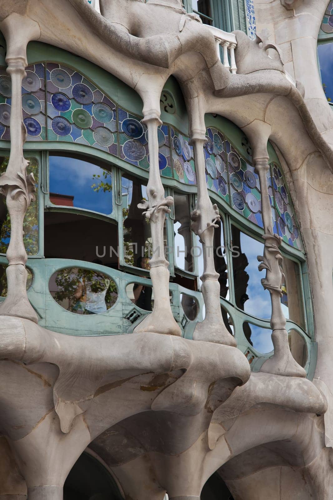 Facade of famous house Casa Batllo  by Antoni Gaudi, Barcelona, Spain