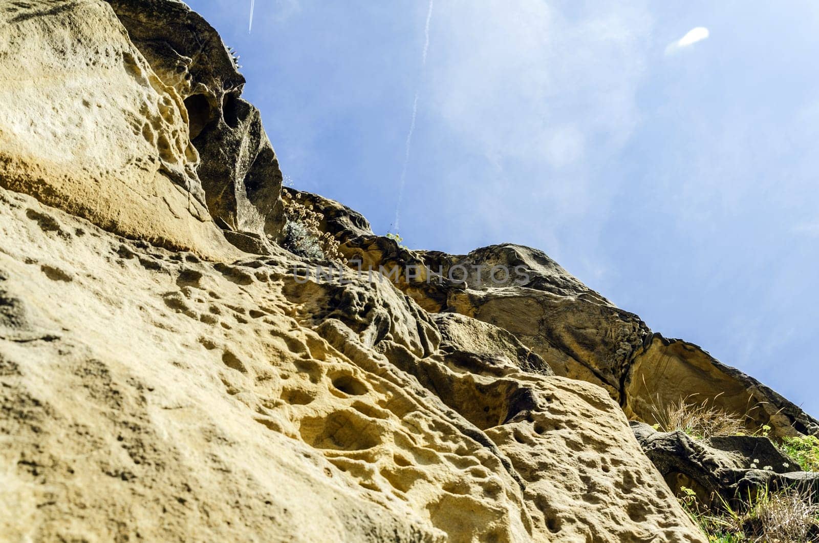 Beautiful yellow rock close to the Atlantic ocean.