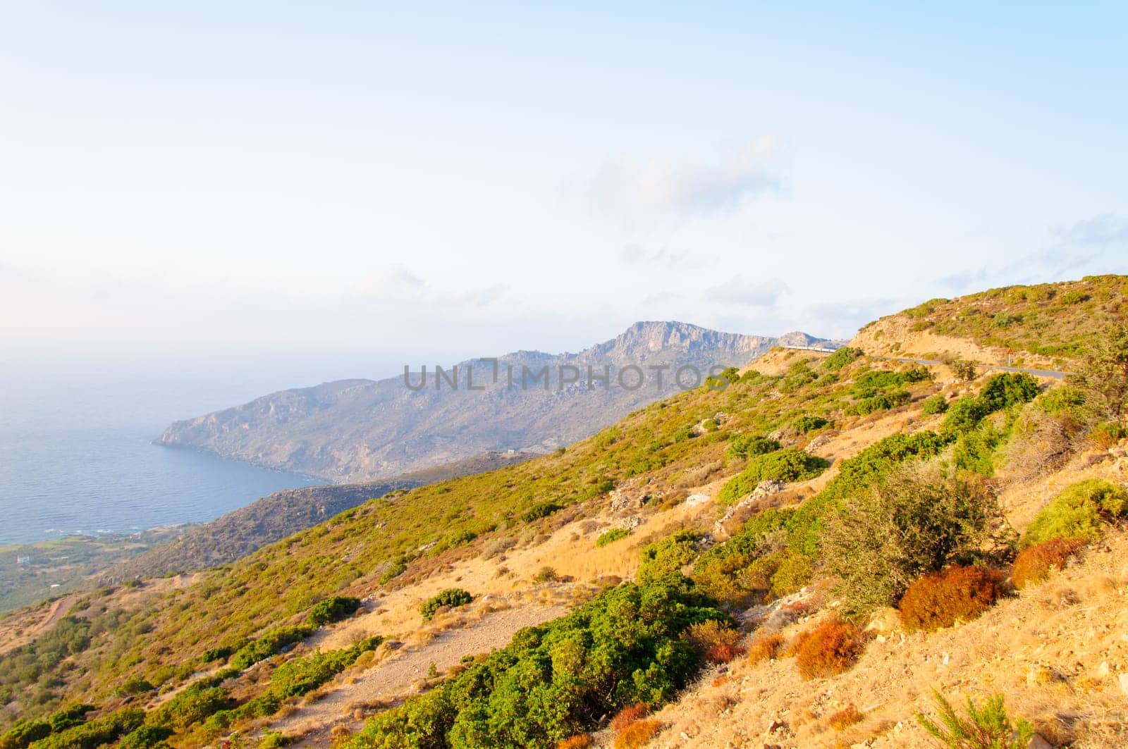 Wide view of a Cretan landscape, island of Crete,  Greece