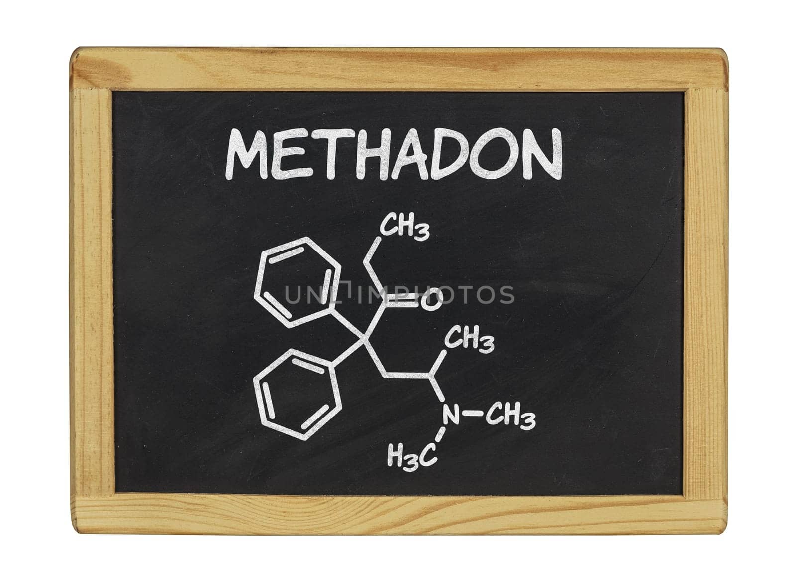 chemical structural formula of methadone on a shale