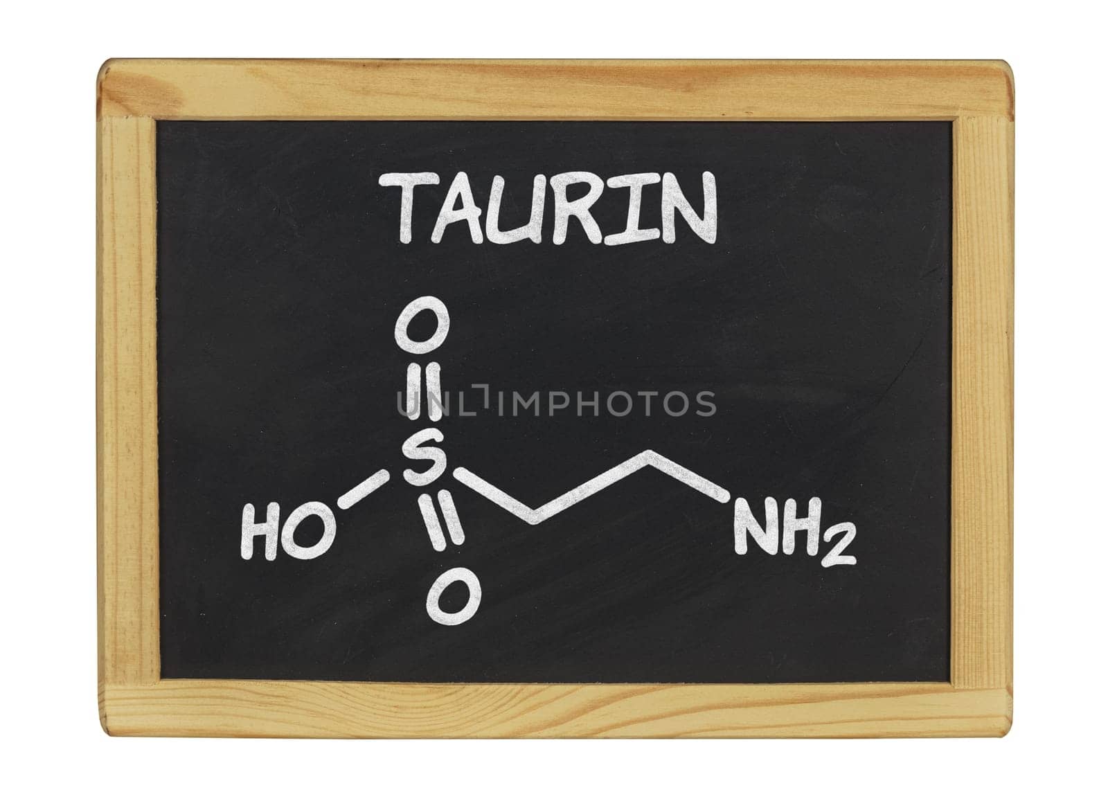 chemical structural formula of taurine on a slate