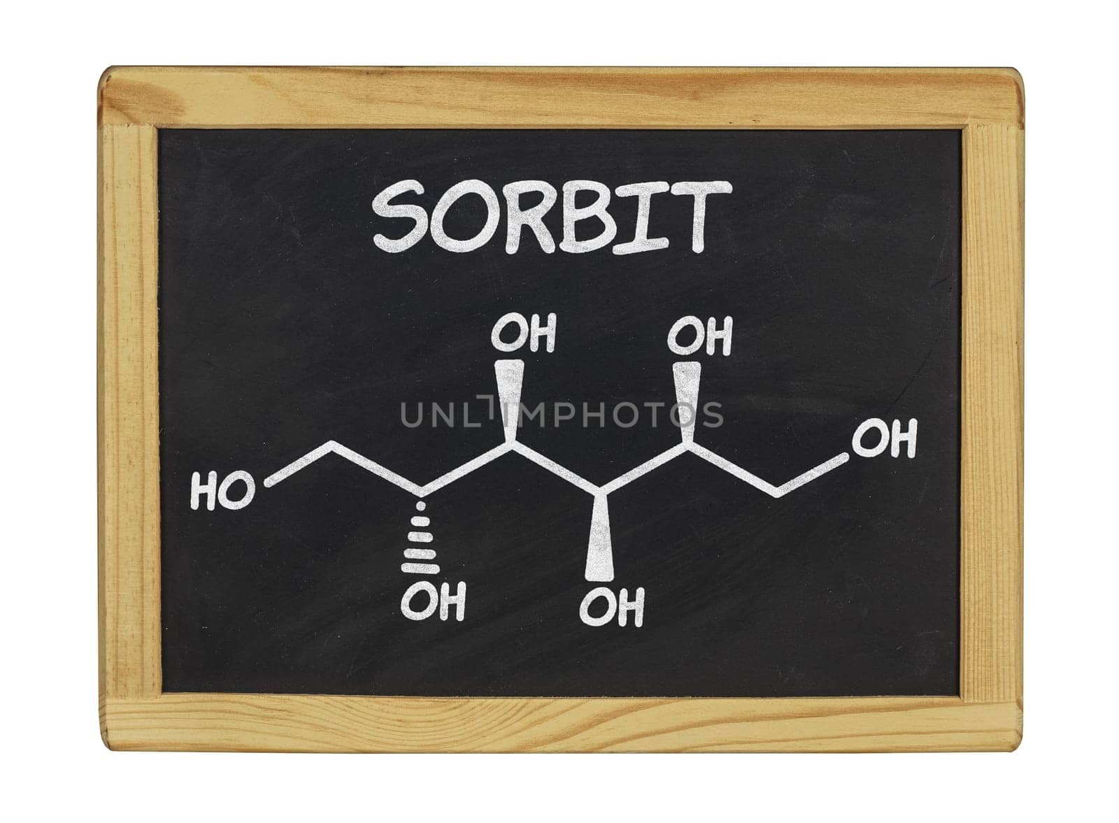 chemical structural formula of sorbitol on a slate