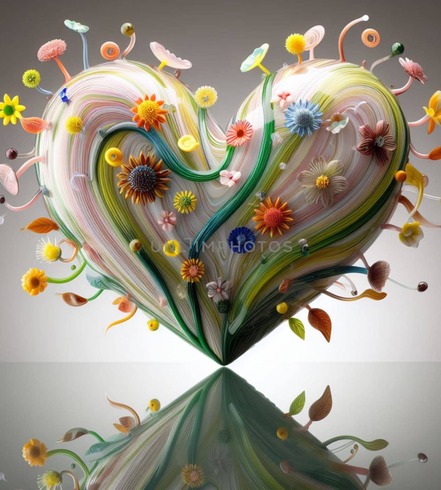 a heart made of blown glass art illustration generative ai art